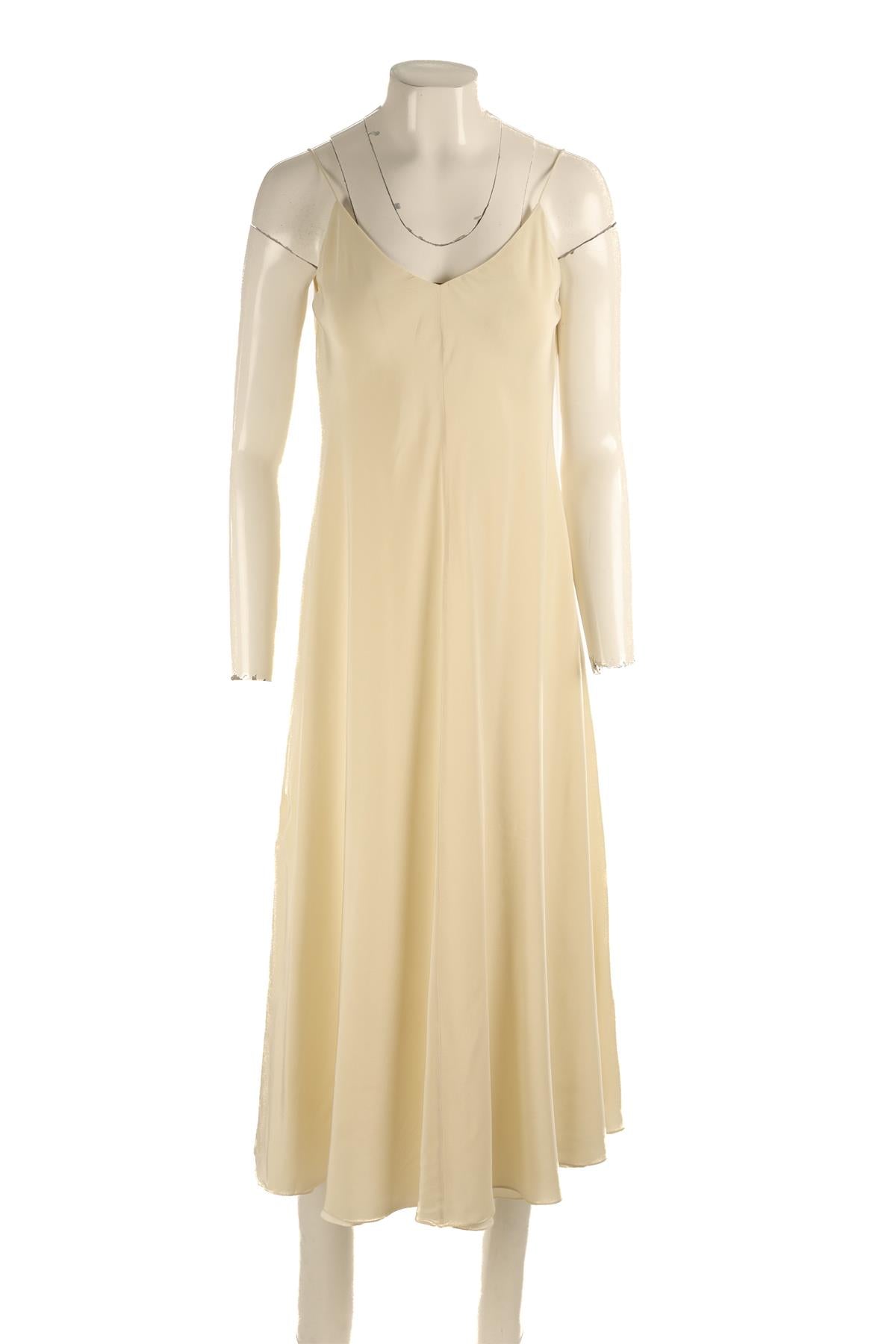 THE ROW CREAM SILK MIDI DRESS US 10 UK 14