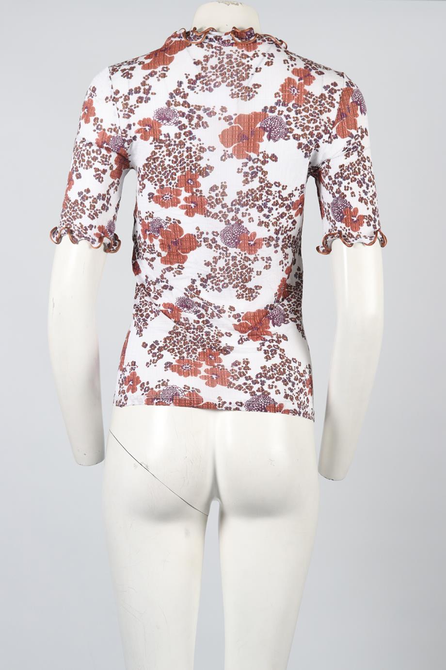 SEE BY CHLOÉ PRINTED STRETCH JERSEY TOP MEDIUM