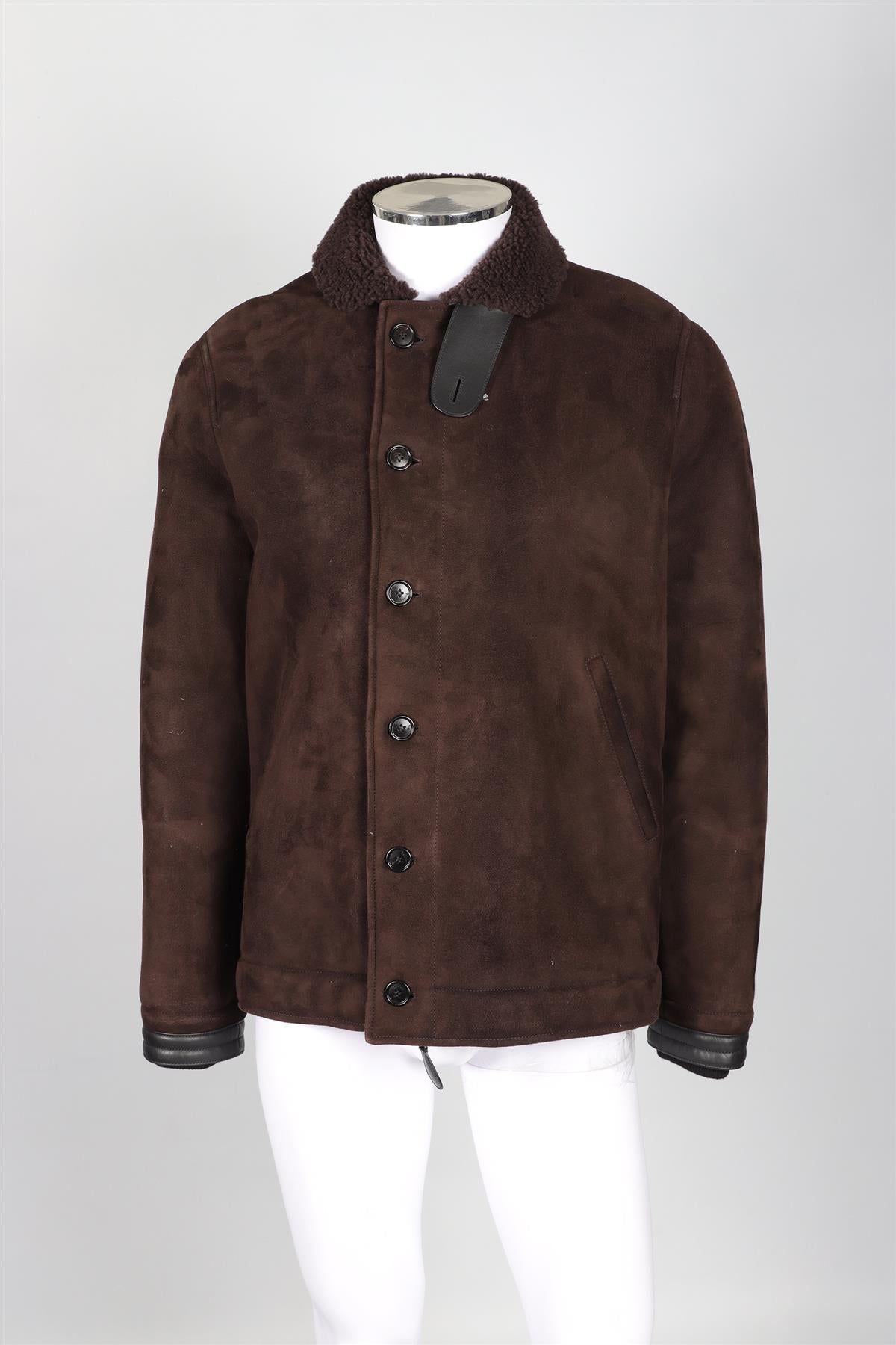 BERLUTI BROWN MEN'S SHEARLING AND SUEDE JACKET LARGE
