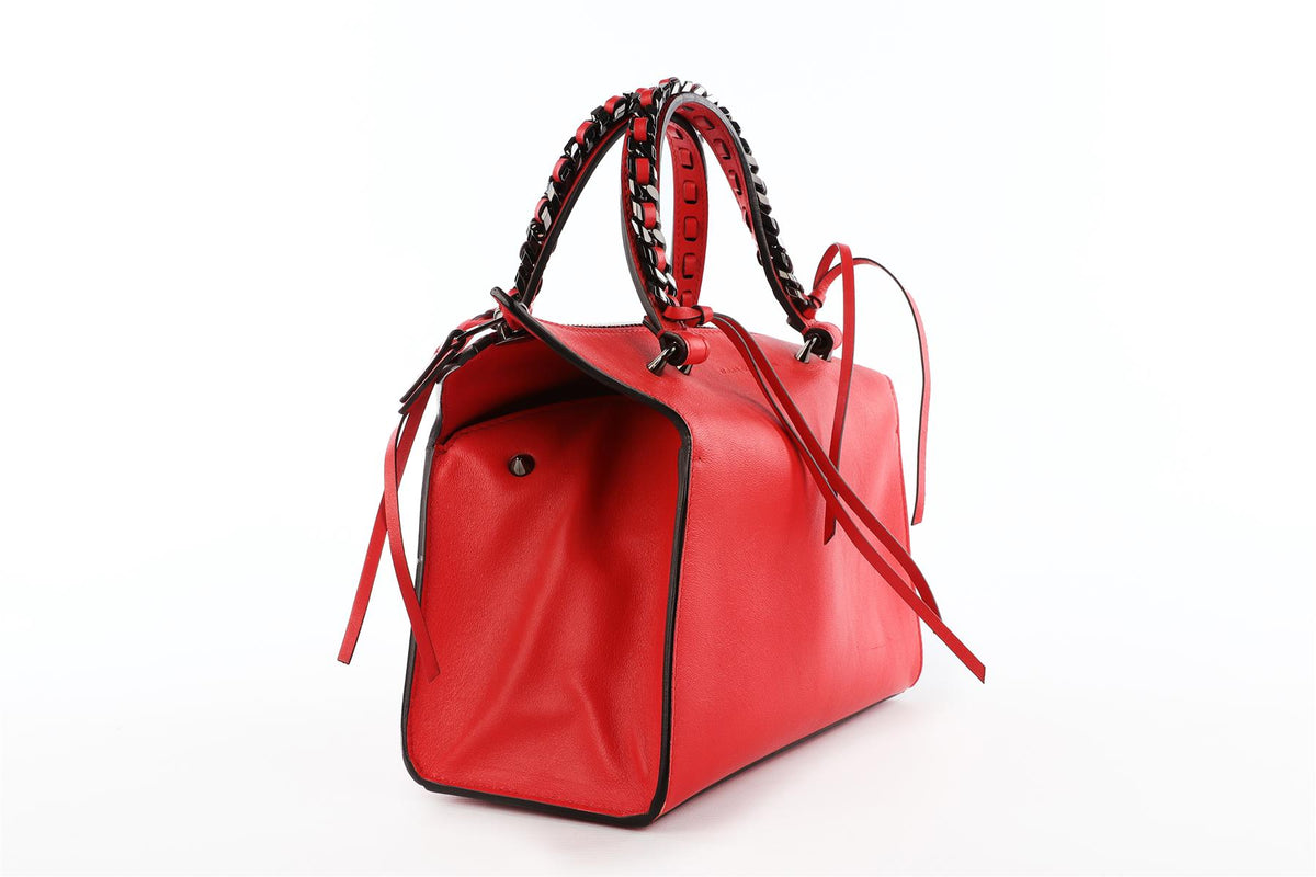 ELENA GHISELLINI RED LEATHER TOTE BAG
