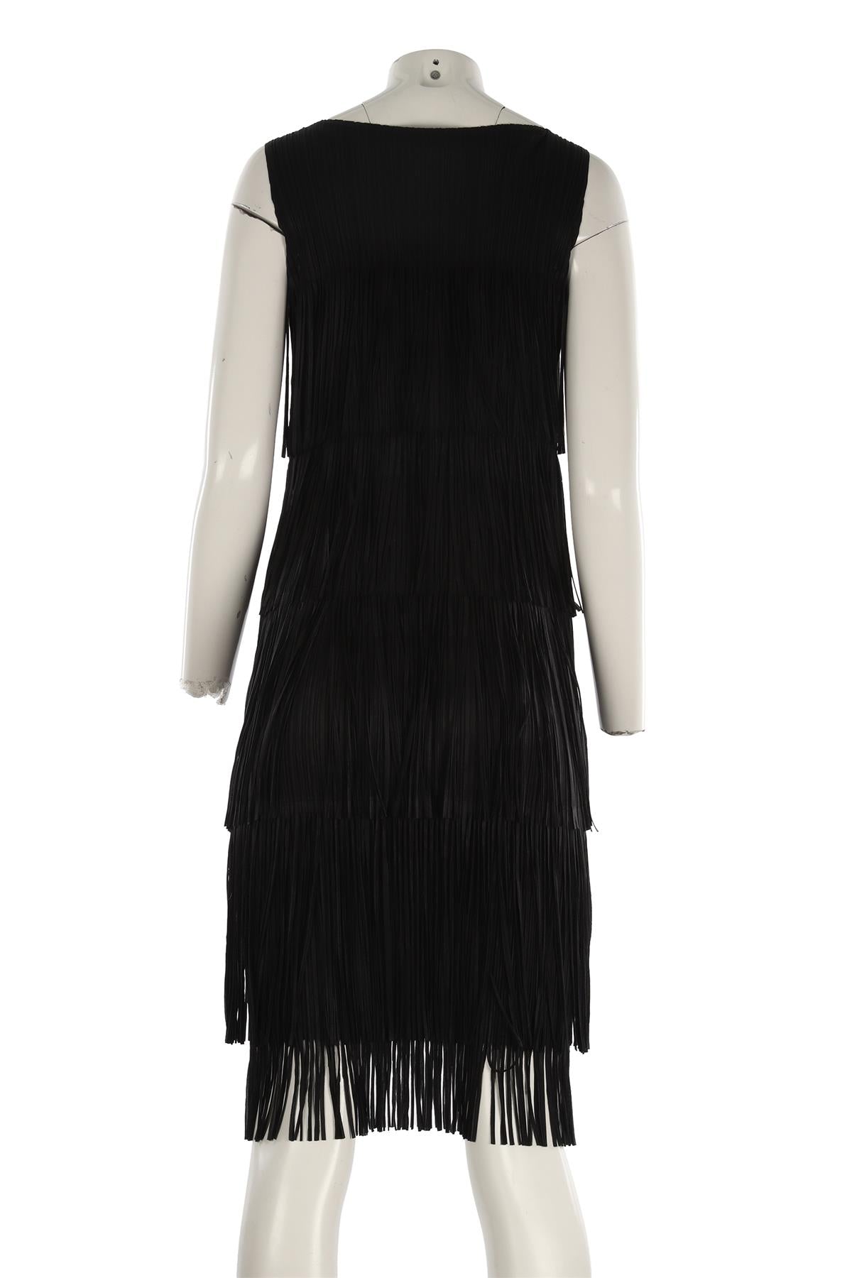 PLEATS PLEASE ISSEY MIYAKE BLACK MIDI DRESS JP 3 UK 8
