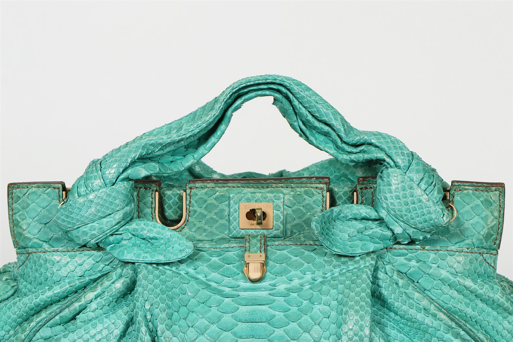 ZAGLIANI PYTHON AND LEATHER SHOULDER BAG