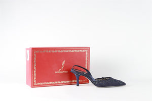 RENÉ  CAOVILLA BLUE SUEDE SLINGBACK PUMPS EU 37 UK 4 US 7