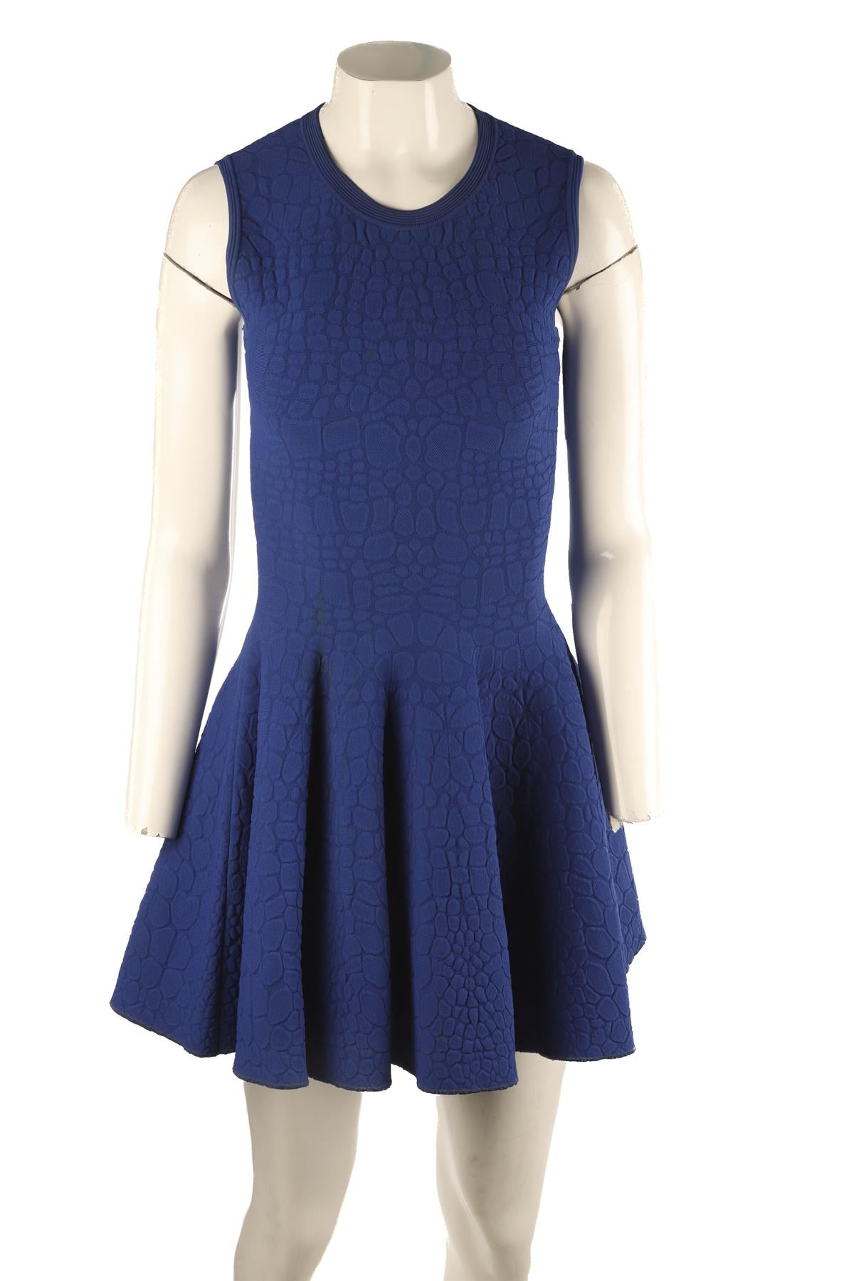 ALEXANDER MCQUEEN BLUE KNIT MINI DRESS LARGE