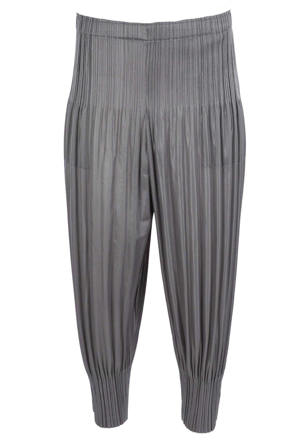PLEATS PLEASE ISSEY MIYAKE GREY TAPERED PANTS JP 4 UK 12