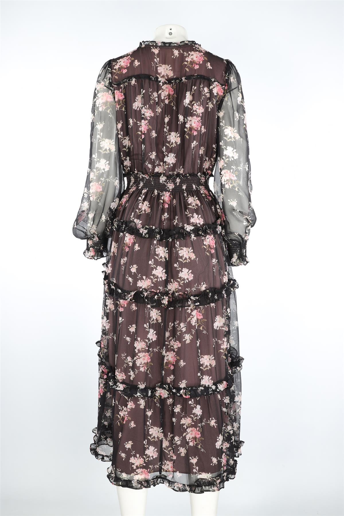 LOVESHACKFANCY BLACK SILK MAXI DRESS MEDIUM