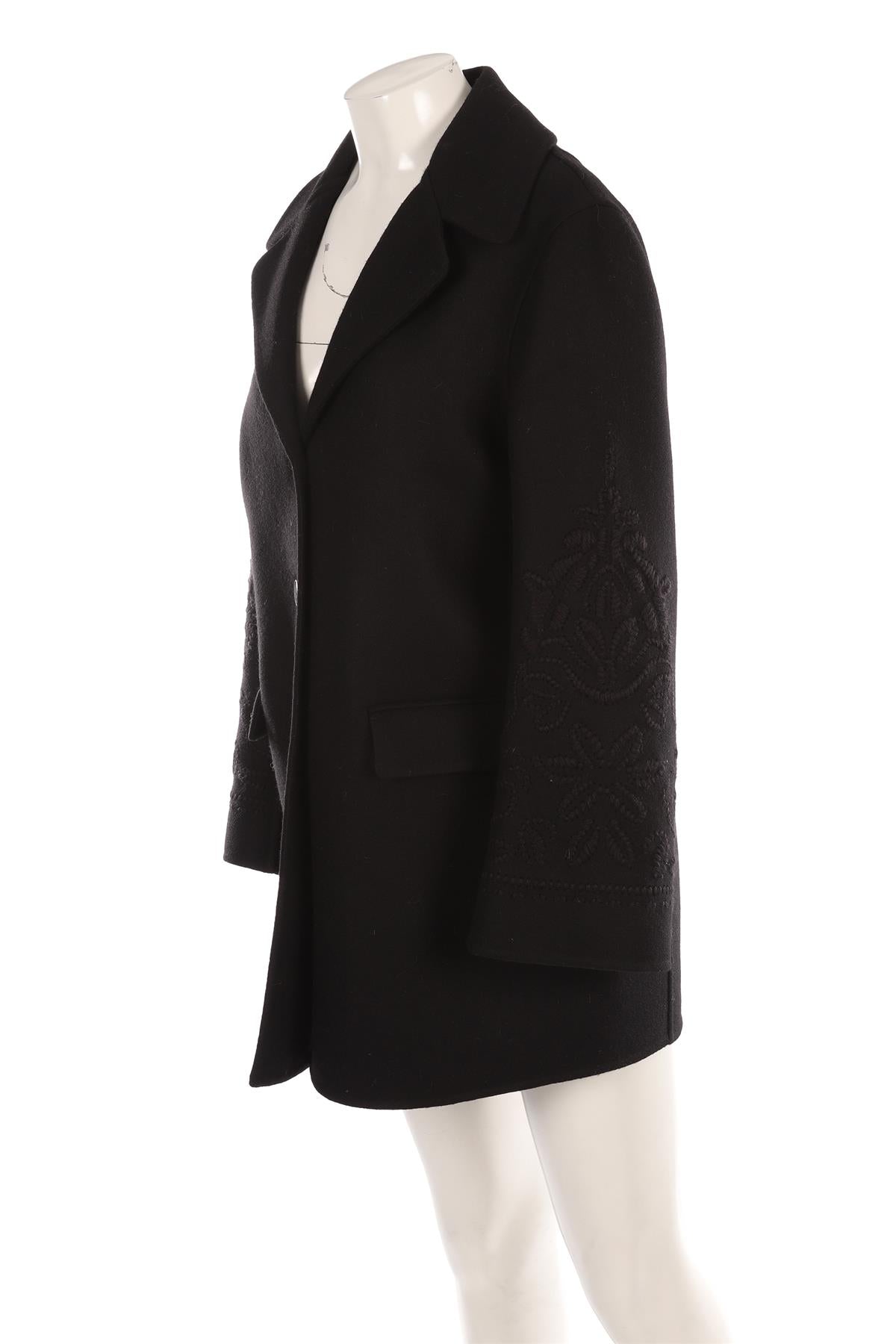 ERMANNO SCERVINO BLACK WOOL COAT IT 44 UK 12