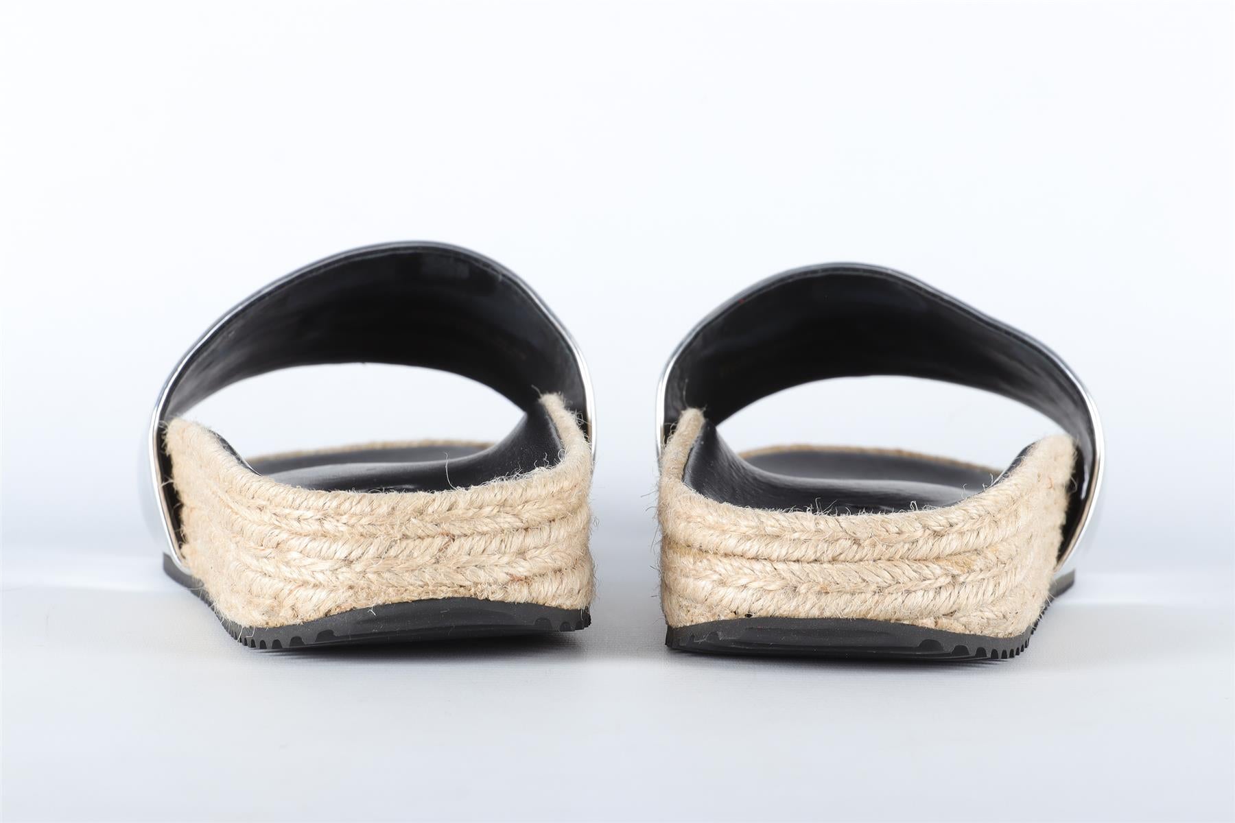 ALEXANDER WANG SILVER LEATHER SLIDES EU 36.5 UK 3.5 US 6.5