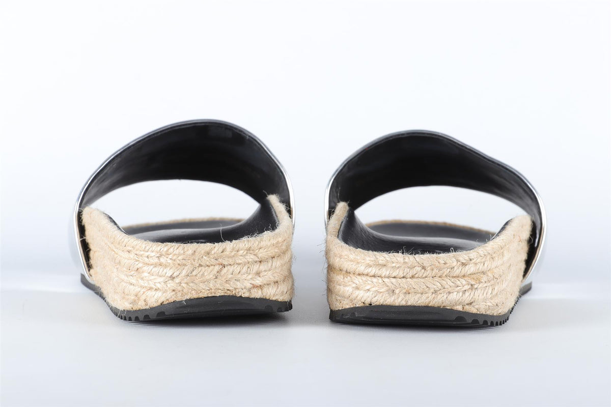 ALEXANDER WANG SILVER LEATHER SLIDES EU 36.5 UK 3.5 US 6.5