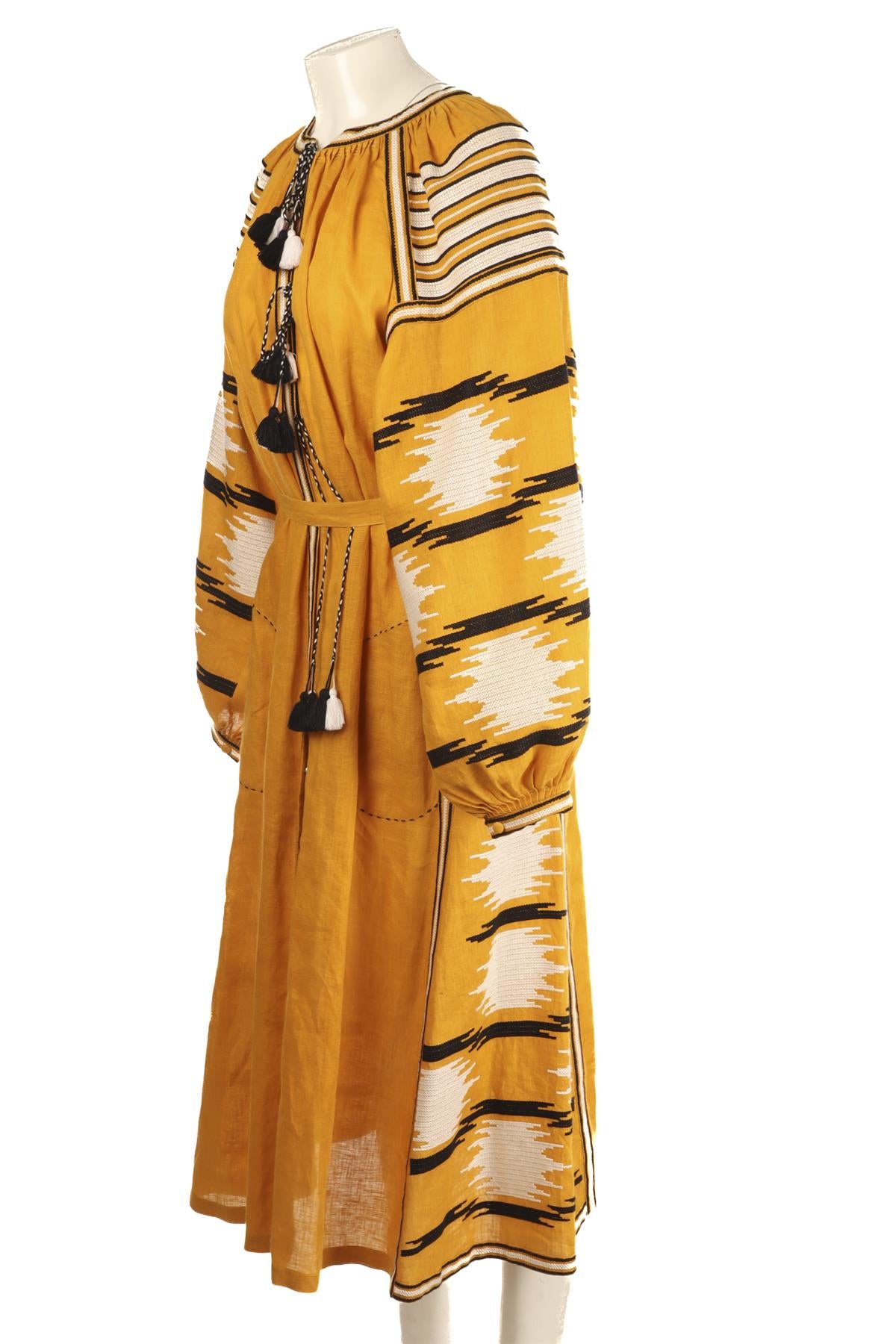 VITA KIN YELLOW LINEN MAXI DRESS SMALL