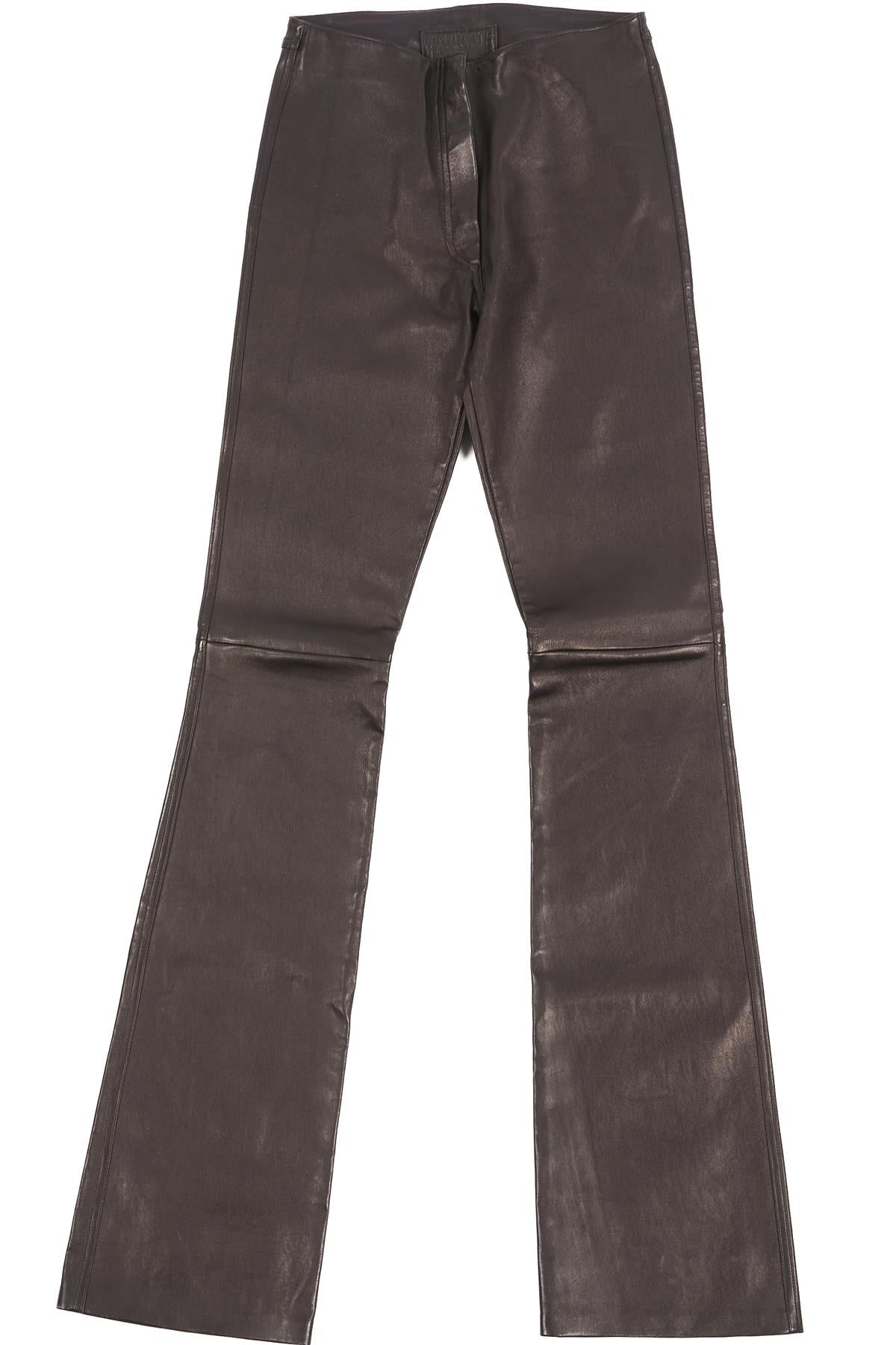JITROIS BLACK LEATHER FLARED PANTS FR 34 UK 6