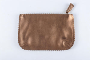 ANYA HINDMARCH BRONZE SMALL LEATHER POUCH