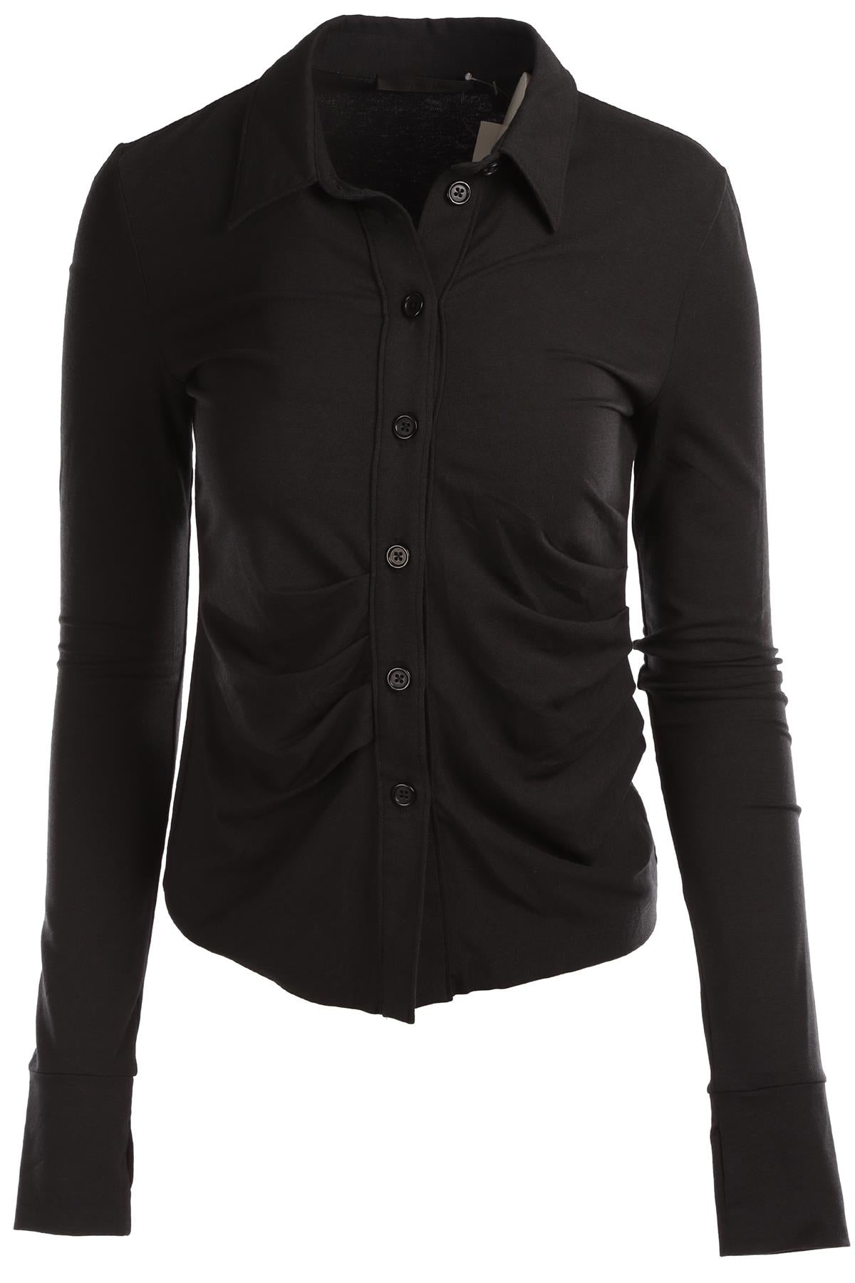 HELMUT LANG BLACK JERSEY SHIRT MEDIUM