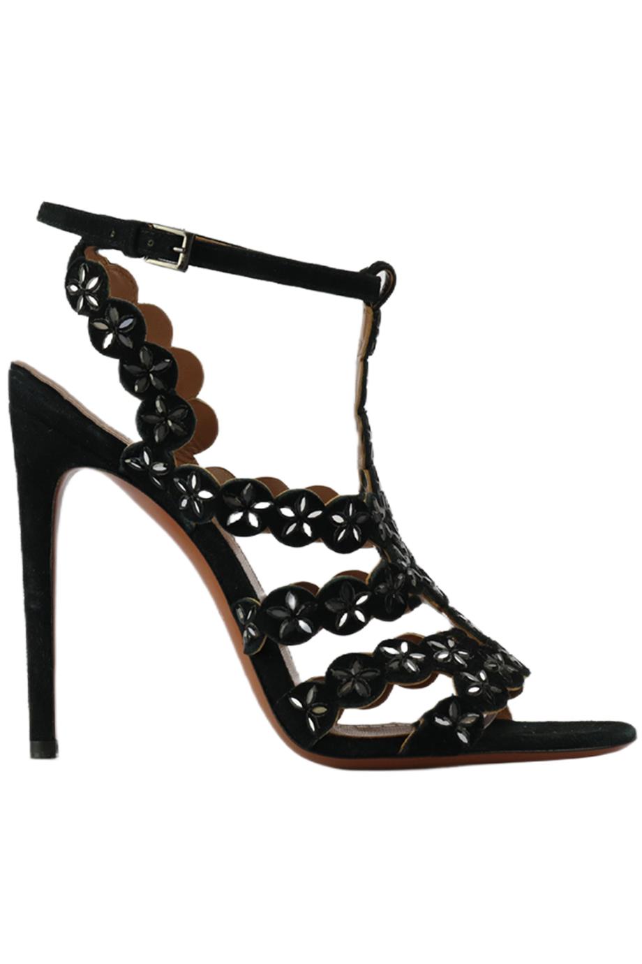 AZZEDINE ALAÏA EMBELLISHED SUEDE SANDALS EU 38 UK 5 US 8