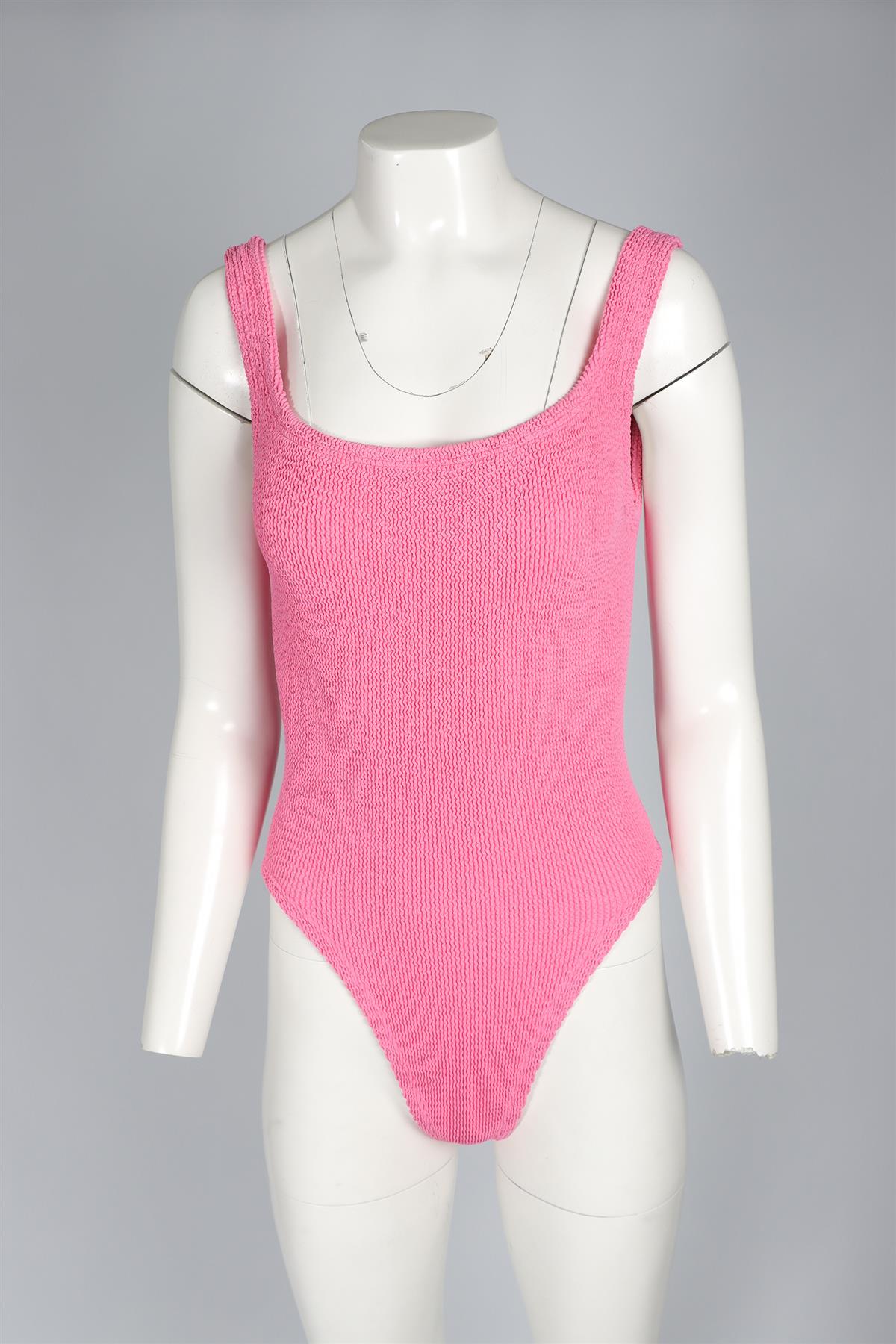 HUNZA G PINK KNIT SWIMSUIT ONE SIZE