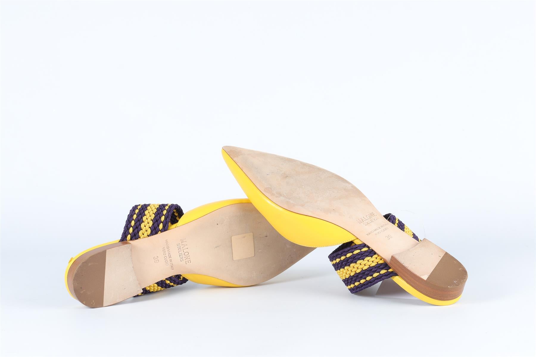 MALONE SOULIERS + ROKSANDA YELLOW LEATHER MULES EU 39 UK 6 US 9