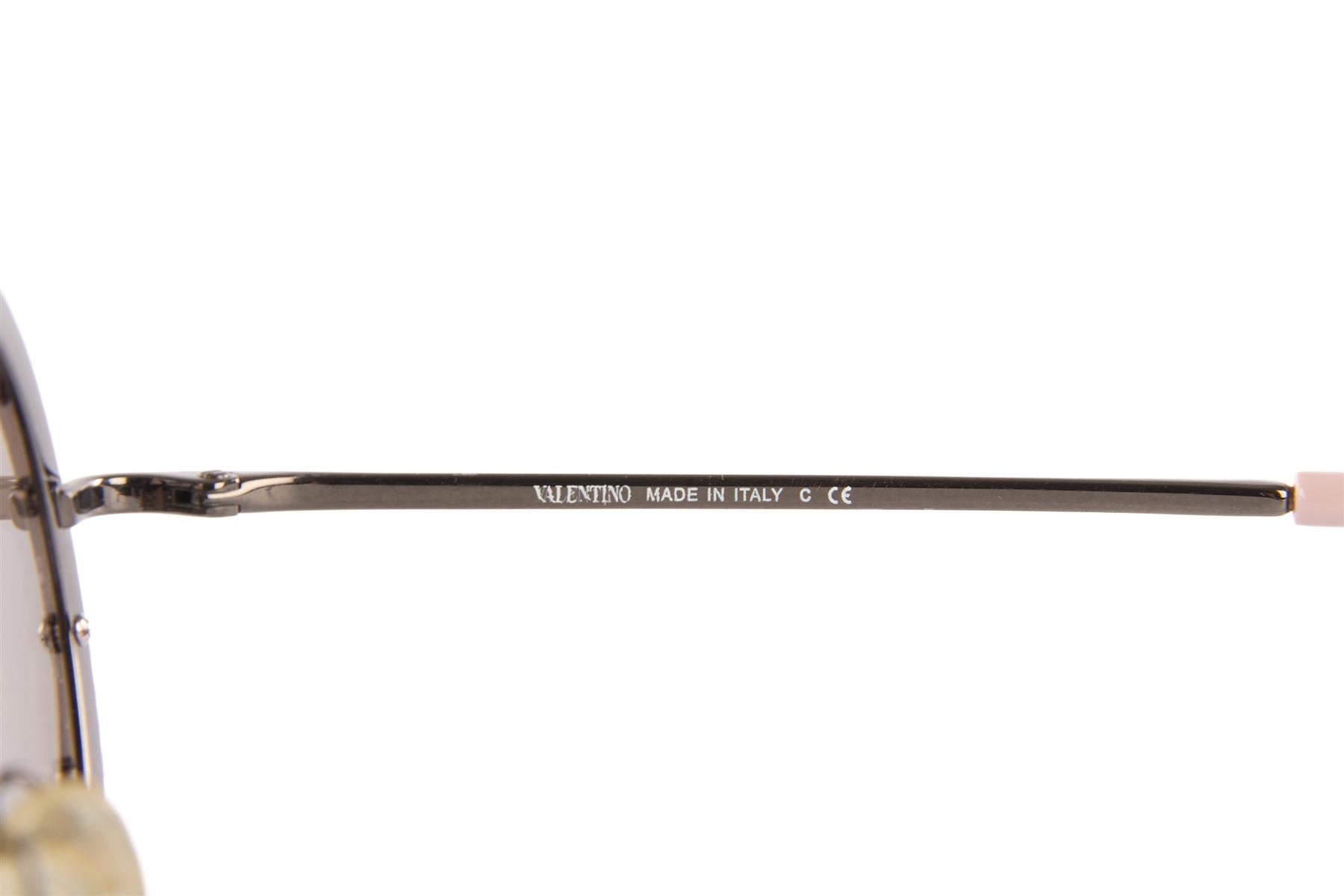 VALENTINO SILVER ROUND FRAME METAL SUNGLASSES