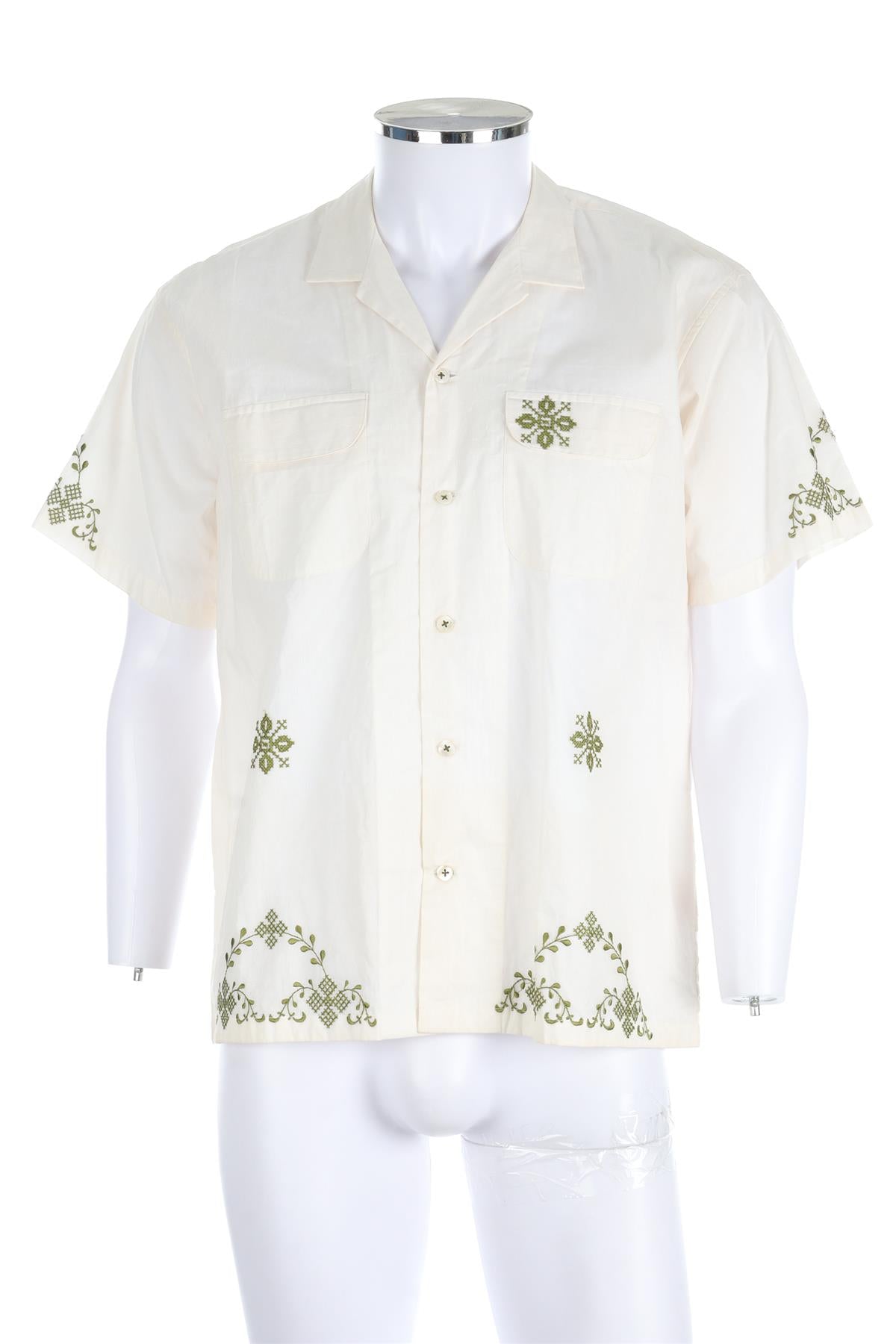 HARAGO CREAM MENS COTTON SHIRT MEDIUM
