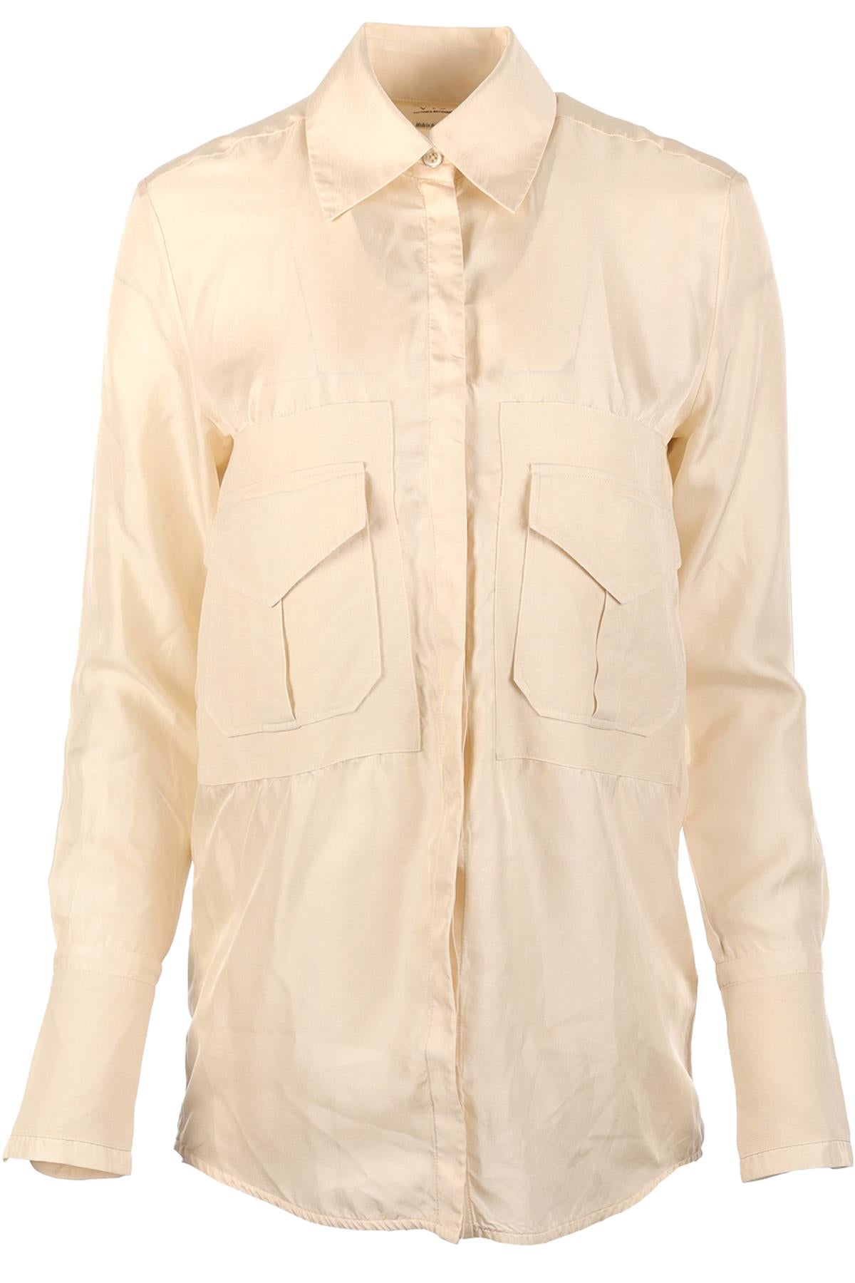 VICTORIA VICTORIA BECKHAM CREAM SILK SHIRT UK 6