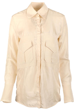 VICTORIA VICTORIA BECKHAM CREAM SILK SHIRT UK 6