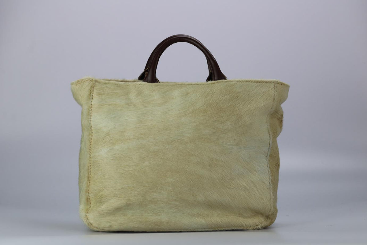NICOLE DE RIVALS CALF HAIR AND LEATHER TOTE BAG