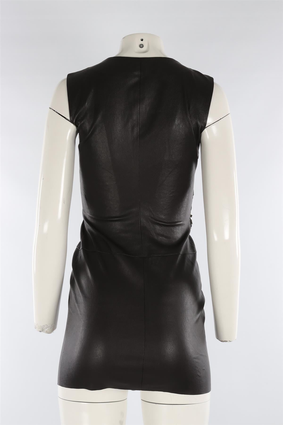 JITROIS BLACK LEATHER MINI DRESS FR 38 UK 10