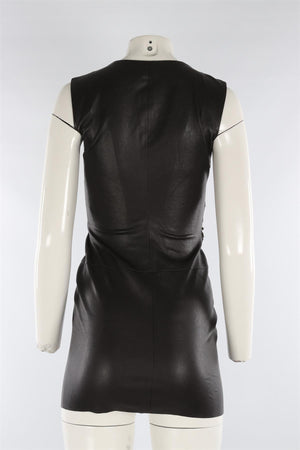 JITROIS BLACK LEATHER MINI DRESS FR 38 UK 10