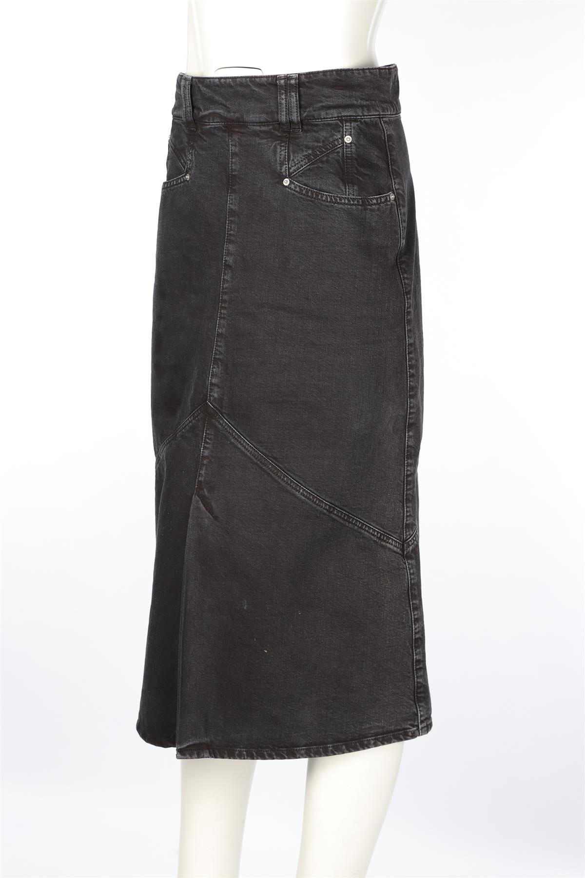 ISABEL MARANT BLACK DENIM MIDI SKIRT FR 40 UK 12