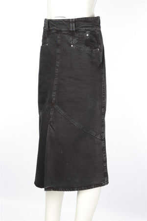ISABEL MARANT BLACK DENIM MIDI SKIRT FR 40 UK 12