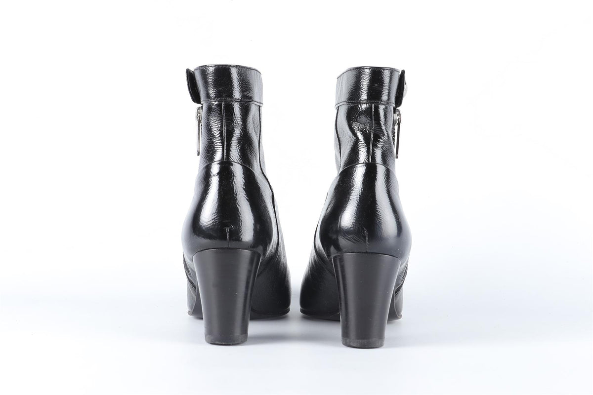 TOD'S BLACK PATENT LEATHER ANKLE BOOTS EU 38.5 UK 5.5 US 8.5