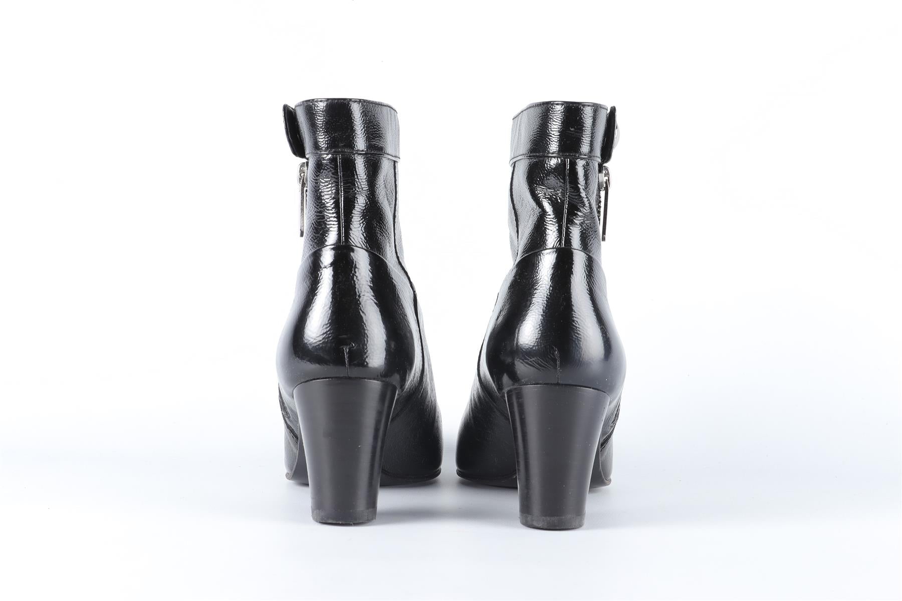 TOD'S BLACK PATENT LEATHER ANKLE BOOTS EU 38.5 UK 5.5 US 8.5
