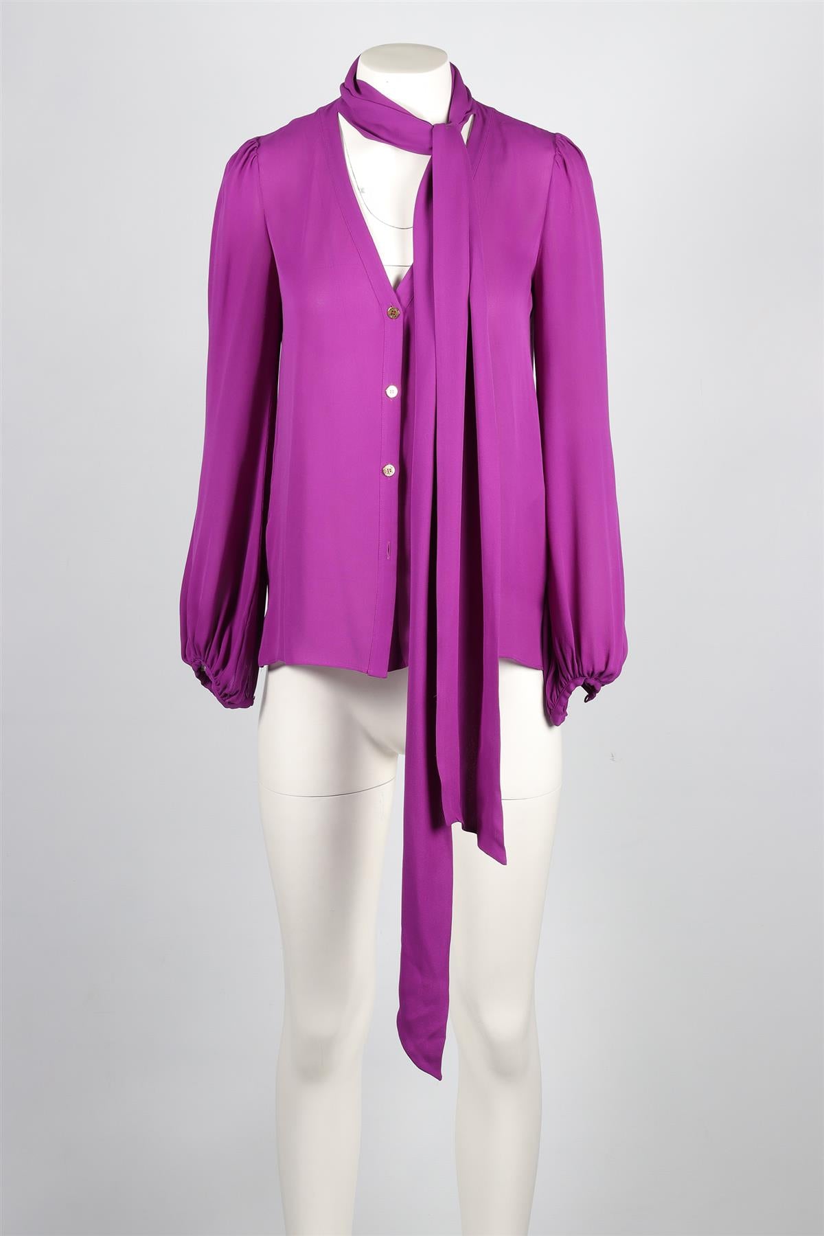 EMILIO PUCCI PURPLE SILK TOP IT 40 UK 8