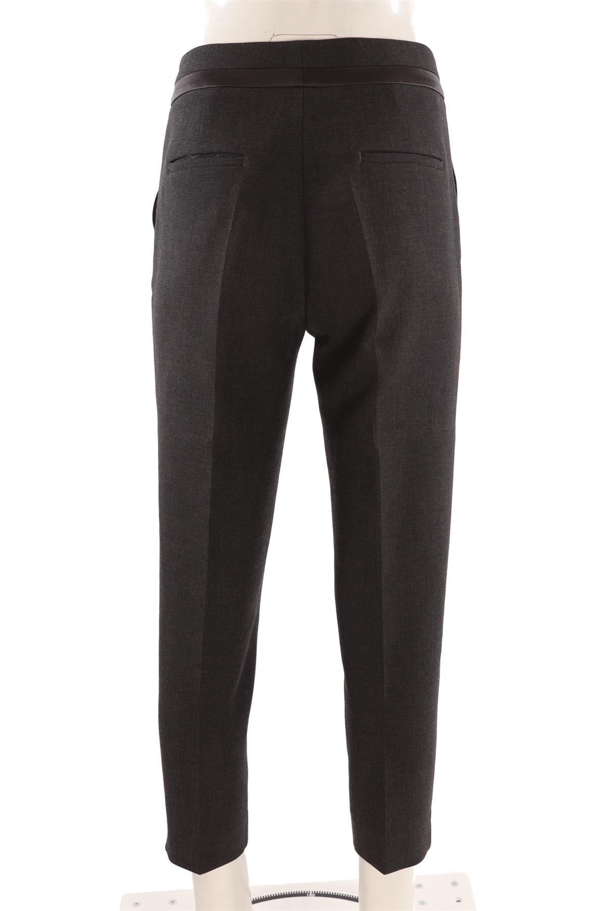 PESERICO GREY WOOL STRAIGHT LEG PANTS IT 42 UK 10