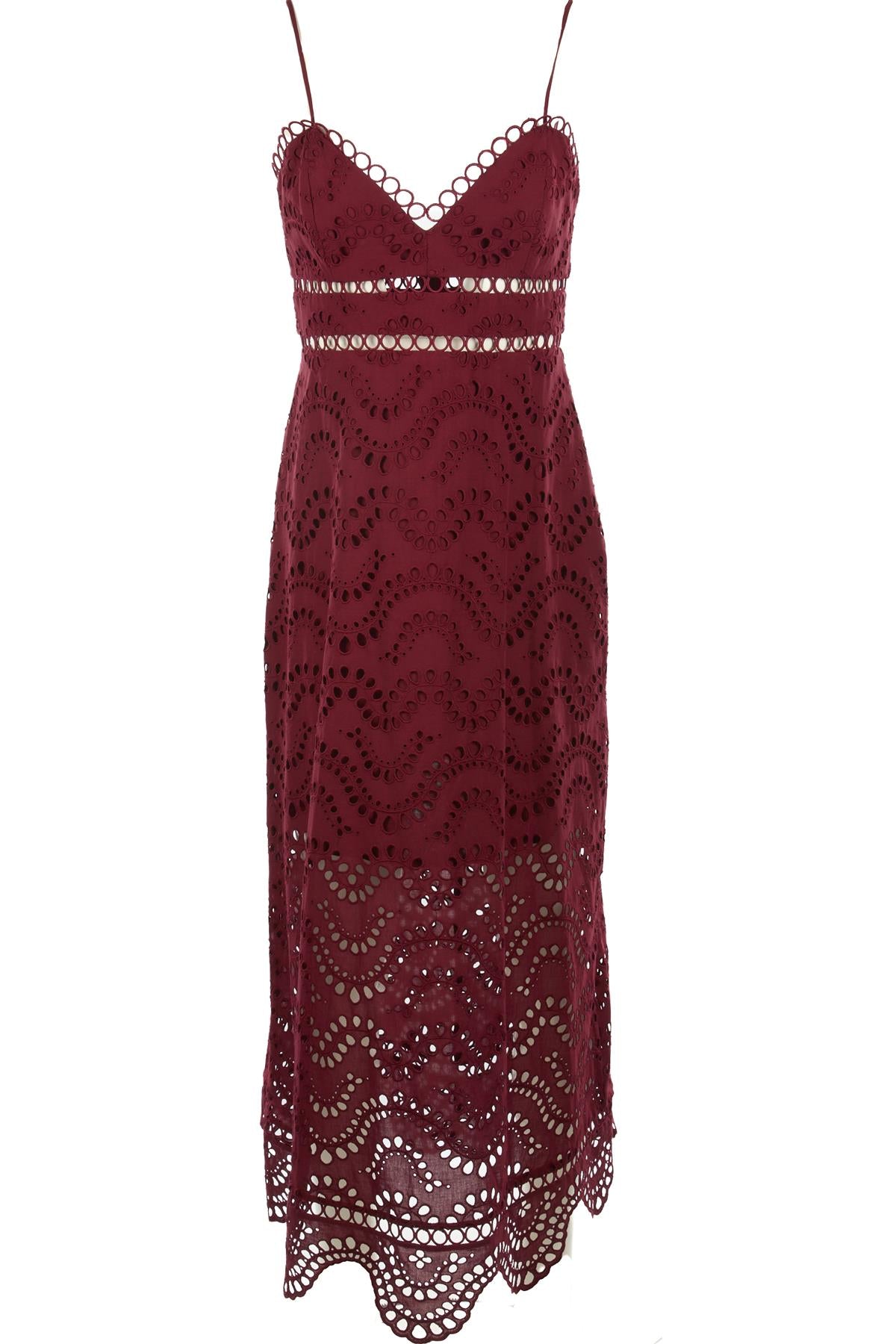 ZIMMERMANN BURGUNDY COTTON MAXI DRESS UK 12