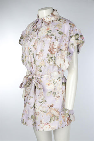 ZIMMERMANN PURPLE LINEN PLAYSUIT UK 14