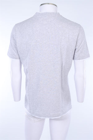 BRUNELLO CUCINELLI GREY MEN'S T-SHIRT WITH WHITE TRIM MEDIUM