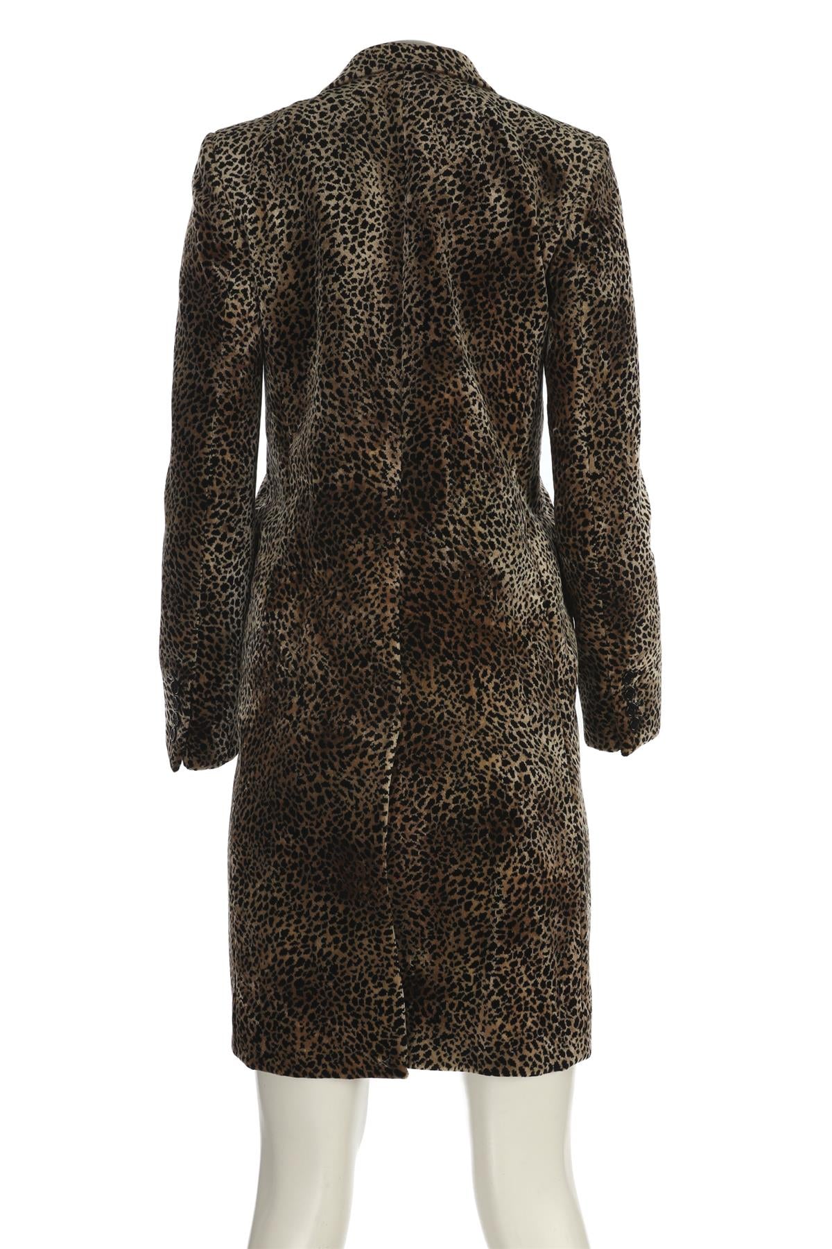SAINT LAURENT BROWN AND BLACK PRINTED VELVET COAT FR 36 UK 8