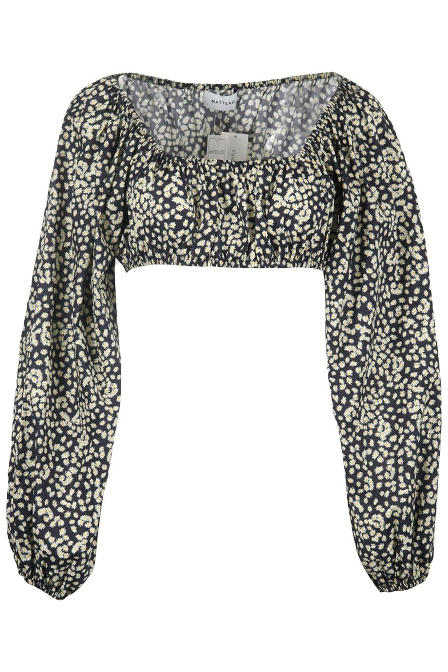 MATTEAU CROPPED FLORAL PRINT COTTON TOP UK 8