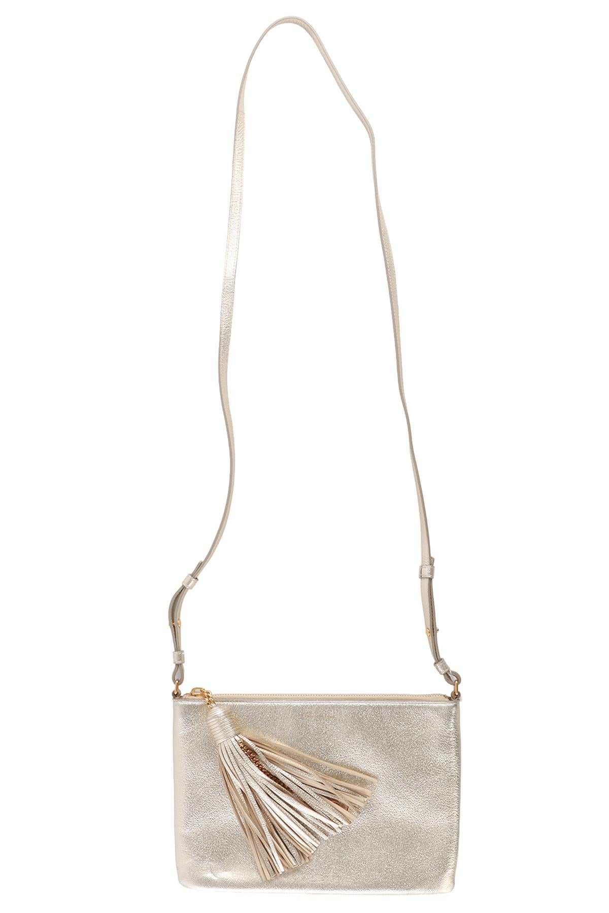 SAINT LAURENT GOLD TEEN MONOGRAM LEATHER CROSSBODY BAG