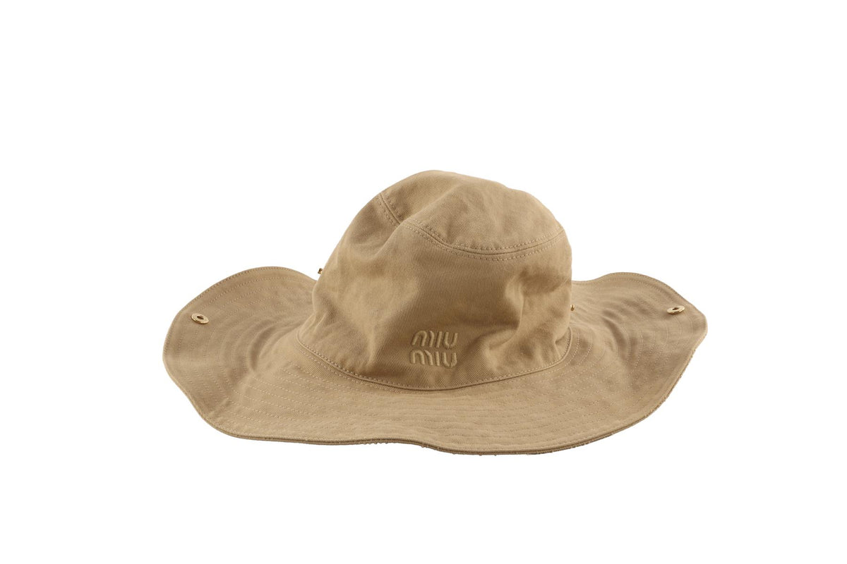 MIU MIU BEIGE COTTON HAT SMALL