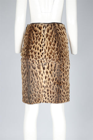 ROBERTO CAVALLI BROWN VINTAGE FUR MINI SKIRT SMALL