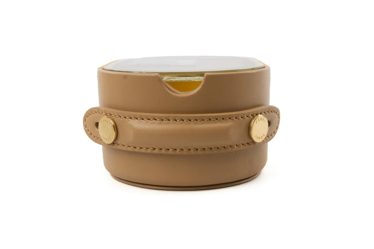 FENDI YELLOW O'LOCK OVAL LEATHER TRINKET BOX
