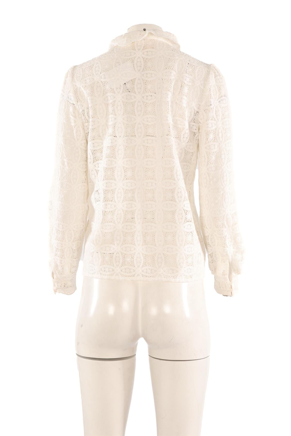 SÉZANE WHITE CROCHET TOP FR 36 UK 8