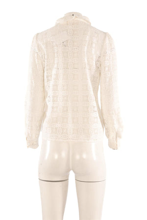 SÉZANE WHITE CROCHET TOP FR 36 UK 8