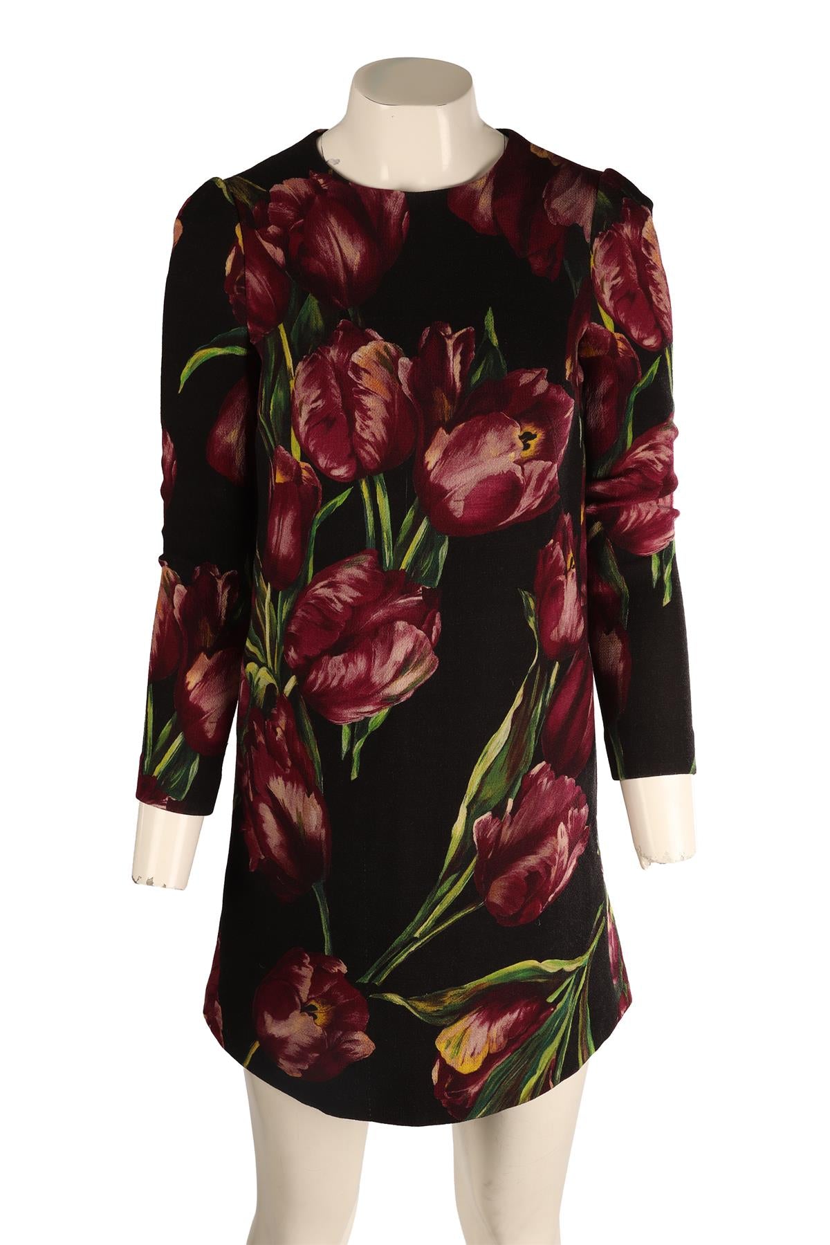 DOLCE & GABBANA BLACK WOOL MINI DRESS IT 36 UK 4