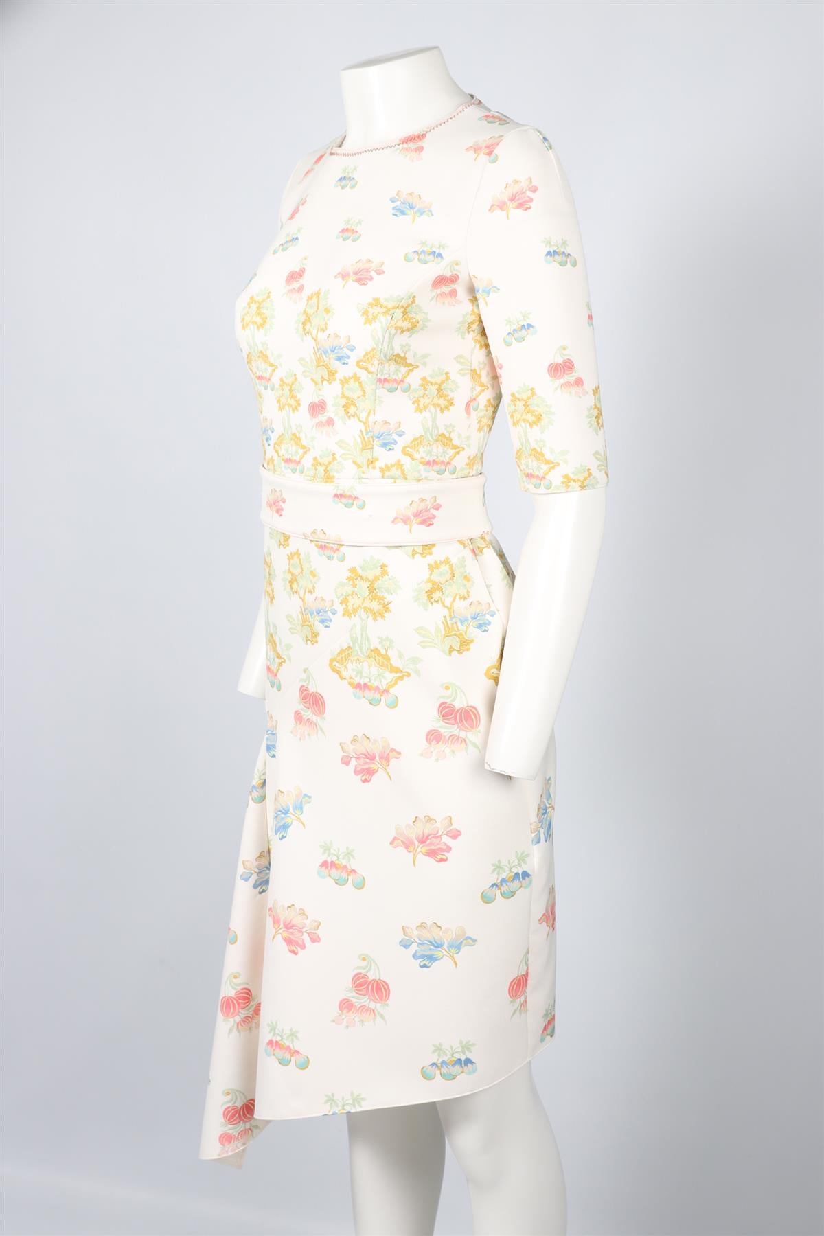 PETER PILOTTO WHITE BELTED CREPE MIDI DRESS UK 8