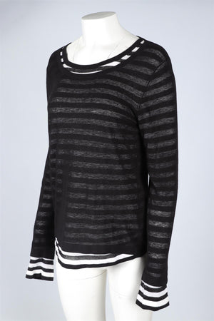 MICHAEL KORS BLACK LINEN TOP LARGE