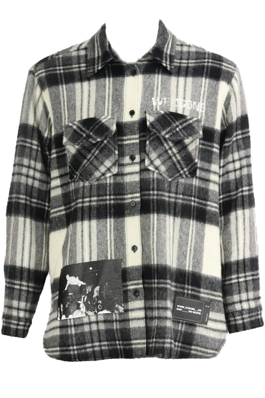 WE11DONE MEN'S PRINTED CHECKED WOOL BLEND JACKET MEDIUM