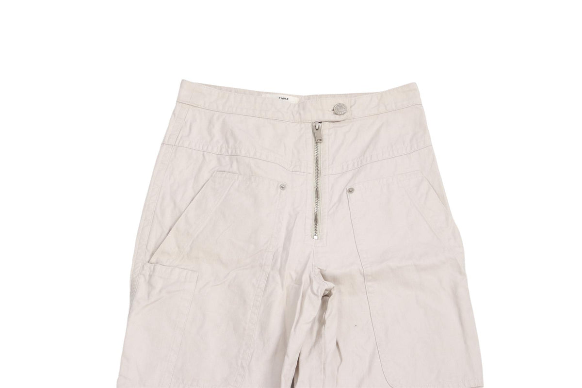 ECRU COTTON STRAIGHT LEG PANTS
