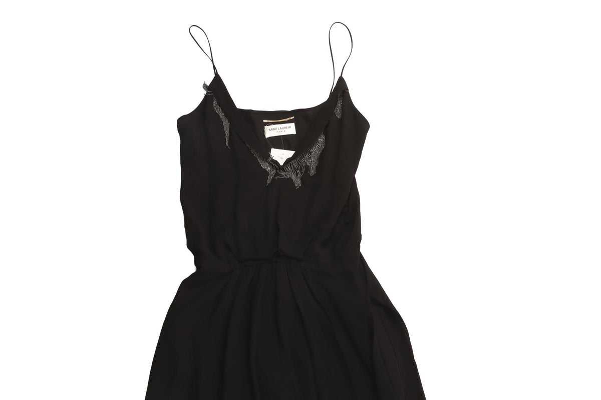 SAINT LAURENT BLACK SILK JUMPSUIT FR 36 UK 8